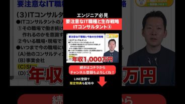 要注意なIT職種と生存戦略🧑‍🏫ITコンサルタント③ #エンジニア転職 #モロー